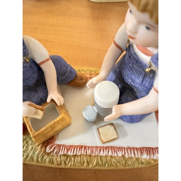 Home Interiors Gifts 1998 Denim Days "The Picnic #15321” picnic basket apple Kid - Picture 7 of 14